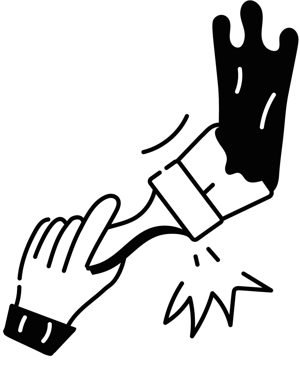 刷毛で塗装をしているイラスト